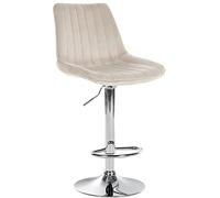 CLP Taburete De Bar Toni Tapizada En Terciopelo I Silla Giratoria Ajustable En Altura con Base Metálica & Reposapiés, Color:Crema, Color del Marco:Cromado