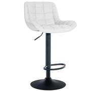 CLP Taburete De Bar Tover En Tela, Polipeil o Terciopelo I Silla De Cocina Ajustable En Altura con Base Metálica & Reposapiés, Color:Blanco, Material:Cuero Sintetico