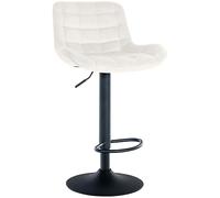 CLP Taburete De Bar Tover En Tela, Polipeil o Terciopelo I Silla De Cocina Ajustable En Altura con Base Metálica & Reposapiés, Color:Crema, Material:Terciopelo