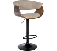 CLP Taburete De Bar Vestal En Tela o Polipiel I Silla De Altura Ajustable con Asiento De Madera & Base Metálica Color Nuez/Crema Material Tela