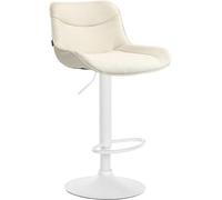 CLP Taburete De Bar Vonore En Tela I Silla De Cocina Alta con Reposapiés & Respaldo I Asiento Moderno & Acolchado, Color:Crema, Color del Marco:Blanco
