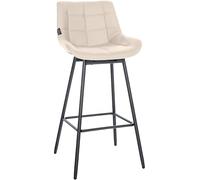 CLP Taburete de Bar Weston con Respaldo, Silla Alta Giratoria 180 Grados Funcion Rotatoria, Asiento Acolchado, Estructura de Metal Robusta Color Crema Material Cuero Sintetico