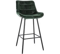 CLP Taburete De Bar Weston En Terciopelo o Polipiel I Silla Alta De Cocina con Base Metálica & Reposapiés, Color:Verde Oscuro, Material:Terciopelo