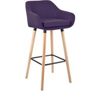 CLP Taburete de Barra Acolchado con Respaldo Grant, Silla de Bar con Revestimiento de Tela, Estructura de Madera hasta 150 kg, Color:Violeta