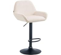 CLP Taburete De Barra Braga En Terciopelo I Silla Giratoria para Cocina Moderna con Reposapiés & Reposabrazos, Color:Crema, Color del Marco:Negro