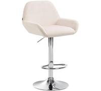 CLP Taburete De Barra Braga En Terciopelo I Silla Giratoria para Cocina Moderna con Reposapiés & Reposabrazos, Color:Crema, Color del Marco:Cromado