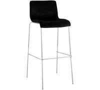 CLP Taburete de Barra con Respaldo Hover, Silla de Barra tapizada en Terciopelo, Estructura metálica cromada, soporta hasta 150 kg, Color:Negro