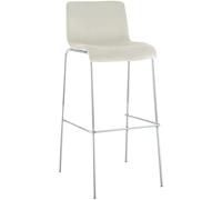 CLP Taburete de Barra con Respaldo Hover, Silla de Barra tapizada en Terciopelo, Estructura metálica cromada, soporta hasta 150 kg, Color:Crema