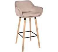 CLP Taburete de Barra Grant tapizado con Respaldo, Silla de Barra con Funda de Terciopelo, Estructura de Madera soporta hasta 150 kg, Color:Gris Claro