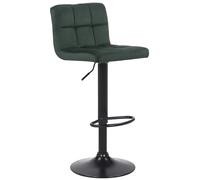 CLP Taburete De Cocina Feni En Terciopelo & Base De Metal Negro I Silla Alta De Bar Regulable En Altura & con Reposapiés, Color:Verde Claro