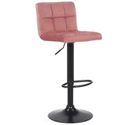 CLP Taburete De Cocina Feni En Terciopelo & Base De Metal Negro I Silla Alta De Bar Regulable En Altura & con Reposapiés, Color:Fucsia