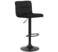 CLP Taburete De Cocina Feni En Terciopelo & Base De Metal Negro I Silla Alta De Bar Regulable En Altura & con Reposapiés, Color:Negro
