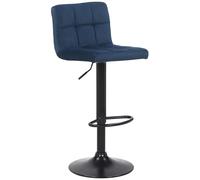 CLP Taburete De Cocina Feni En Terciopelo & Base De Metal Negro I Silla Alta De Bar Regulable En Altura & con Reposapiés, Color:Azul