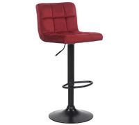 CLP Taburete De Cocina Feni En Terciopelo & Base De Metal Negro I Silla Alta De Bar Regulable En Altura & con Reposapiés, Color:Rojo