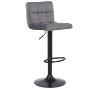 CLP Taburete De Cocina Feni En Terciopelo & Base De Metal Negro I Silla Alta De Bar Regulable En Altura & con Reposapiés, Color:Gris