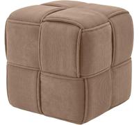 CLP Puff Forinta de Pana, Cuadrado Acolchado, diseño Moderno Beige, cómodo y Estable para salón y Dormitorio, Color:Gris Pardo