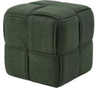 CLP Puff Forinta de Pana, Cuadrado Acolchado, diseño Moderno Beige, cómodo y Estable para salón y Dormitorio Color Verde Oscuro
