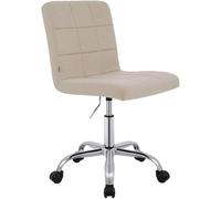 CLP Taburete de Trabajo Ajustable en Altura con Respaldo y Ruedas Darfield, Silla ergonómica giratoria 360°, soporta hasta 150 kg, Color:Crema, Material:Tela