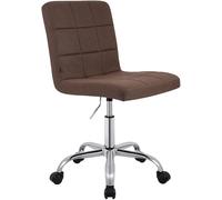 CLP Taburete de Trabajo Ajustable en Altura con Respaldo y Ruedas Darfield, Silla ergonómica giratoria 360°, soporta hasta 150 kg, Color:marrón, Material:Tela