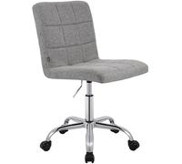 CLP Taburete de Trabajo Ajustable en Altura con Respaldo y Ruedas Darfield, Silla ergonómica giratoria 360°, soporta hasta 150 kg, Color:Gris, Material:Tela