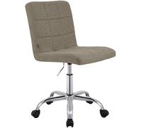 CLP Taburete de Trabajo Ajustable en Altura con Respaldo y Ruedas Darfield, Silla ergonómica giratoria 360°, soporta hasta 150 kg, Color:Gris Pardo, Material:Tela