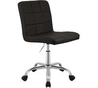 CLP Taburete de Trabajo Ajustable en Altura con Respaldo y Ruedas Darfield, Silla ergonómica giratoria 360°, soporta hasta 150 kg, Color:marrón, Material:Cuero Sintetico