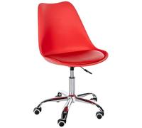 CLP Taburete de Trabajo Laflin I Asiento tapizado con Funda de Polipiel I Silla de Trabajo con Ruedas, Regulable en Altura y giratoria, Color:Rojo