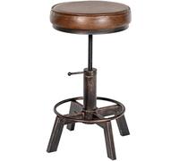 CLP Taburete Destin con Asiento Redondo Acolchado En Polipiel I Silla De Altura Ajustable con Base Metálica, Color:Bronce