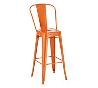 CLP Taburete Industrial Aiden I Taburete con Respaldo & Reposapiés I Taburete en Estilo Industrial I Color:, Color:Naranja