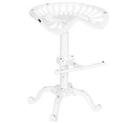 CLP Taburete Industrial Butch Metálico I Taburete Regulable En Altura I Taburete Alto con Asiento En Forma Semi-Curva I Color:, Color:Blanco Envejecido