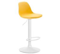 CLP Taburete Kiel con Asiento De Plástico, Reposapiés & Respaldo I Silla Alta Regulable En Altura, Color:Amarillo, Color del Marco:Blanco