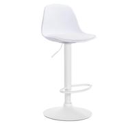 CLP Taburete Kiel con Asiento De Plástico, Reposapiés & Respaldo I Silla Alta Regulable En Altura, Color:Blanco, Color del Marco:Blanco