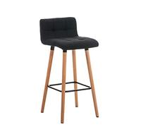 CLP Taburete Lincoln en Tela I Taburete Alto con Base de Madera I Silla de Bar con Respaldo & Reposapiés I Color:, Color:Negro