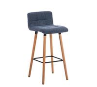 Taburete Lincoln en Tela I Taburete Alto con Base de Madera I Silla de Bar con Respaldo & Reposapiés I Color:, Color:azul