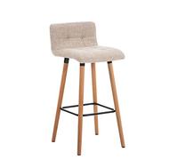 CLP Taburete Lincoln en Tela I Taburete Alto con Base de Madera I Silla de Bar con Respaldo & Reposapiés I Color: Crema
