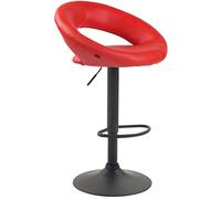 CLP Taburete Olinda Tapizado En Simil Cuero I Silla De Bar Regulable En Altura & Giratorio I Taburete Alto con Base De Metal I Color:, Color:Rojo, Color del Marco:Negro