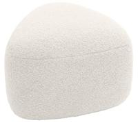 CLP Taburete Oval Alfrisa, Taburete tapizado con Tela de Peluche, reposapiés Acolchado para Sala y Dormitorio, Estructura de Madera Estable, Color:Crema