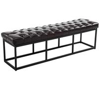 CLP Taburete Pie De Cama Amun En Cuero Sintético | Banco Recibidor Estilo Chesterfield | Banco De Salón con Base De Metal En Negro I Color:, Color:marrón, Tamaño:150 cm
