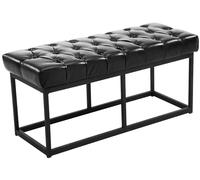 CLP Taburete Pie De Cama Amun En Cuero Sintético | Banco Recibidor Estilo Chesterfield | Banco De Salón con Base De Metal En Negro I Color:, Color:Negro, Tamaño:100 cm