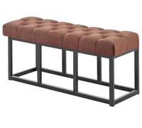 CLP Taburete Pie De Cama Amun Tapizado En Tela | Banco Recibidor Estilo Chesterfield | Banco De Salón con Base De Metal Negro I Color:, Color:marrón, Tamaño:100 cm