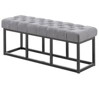 CLP Taburete Pie De Cama Amun Tapizado En Tela | Banco Recibidor Estilo Chesterfield | Banco De Salón con Base De Metal Negro I Color:, Color:Gris Oscuro, Tamaño:120 cm