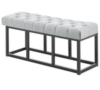 CLP Taburete Pie De Cama Amun Tapizado En Tela | Banco Recibidor Estilo Chesterfield | Banco De Salón con Base De Metal Negro I Color:, Color:Gris, Tamaño:100 cm