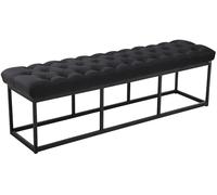 CLP Taburete Pie De Cama Amun Tapizado En Tela | Banco Recibidor Estilo Chesterfield | Banco De Salón con Base De Metal Negro I Color:, Color:Negro, Tamańo:150 cm