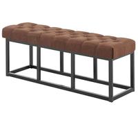 CLP Taburete Pie De Cama Amun Tapizado En Tela | Banco Recibidor Estilo Chesterfield | Banco De Salón con Base De Metal Negro I Color:, Color:marrón, Tamaño:120 cm
