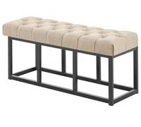CLP Taburete Pie De Cama Amun Tapizado En Tela | Banco Recibidor Estilo Chesterfield | Banco De Salón con Base De Metal Negro I Color:, Color:Gris Pardo, Tamaño:100 cm