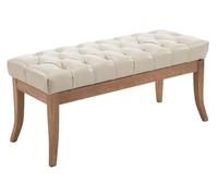 CLP Taburete Pie De Cama Ramses En Simil Cuero | Banqueta Altura De Asiento: 46 cm | Banco De Entrada con Base En Madera Clara Antigua I Color:, Color:Crema, Tamaño:100 cm