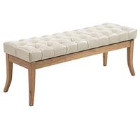 CLP Taburete Pie De Cama Ramses En Simil Cuero | Banqueta Altura De Asiento: 46 cm | Banco De Entrada con Base En Madera Clara Antigua I Color:, Color:Crema, Tamaño:120 cm