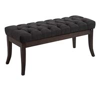 CLP Taburete Pie De Cama Ramses En Tela | Banqueta Altura De Asiento: 46 cm | Banco De Entrada con Base En Madera Oscura Antigua I Color:, Color:Gris Oscuro, Tamaño:100 cm