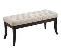 CLP Taburete Pie De Cama Ramses En Tela | Banqueta Altura De Asiento: 46 cm | Banco De Entrada con Base En Madera Oscura Antigua I Color:, Color:Crema, Tamaño:100 cm