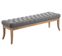 CLP Taburete Pie De Cama Ramses En Tela | Banqueta Altura De Asiento: 46 cm | Banco De Entrada con Base En Madera Clara Antigua I Color:, Color:Gris, Tamaño:150 cm